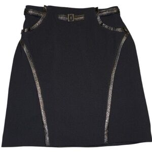 Alberto Makali Black Skirt Leather Trim